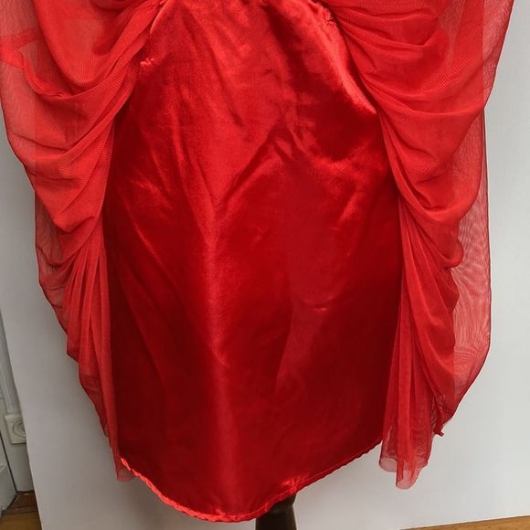 Say What? Dress Red Sleeveless Lace Stain Chiffon Fit and Flair Holiday Dress - Picture 11 of 16